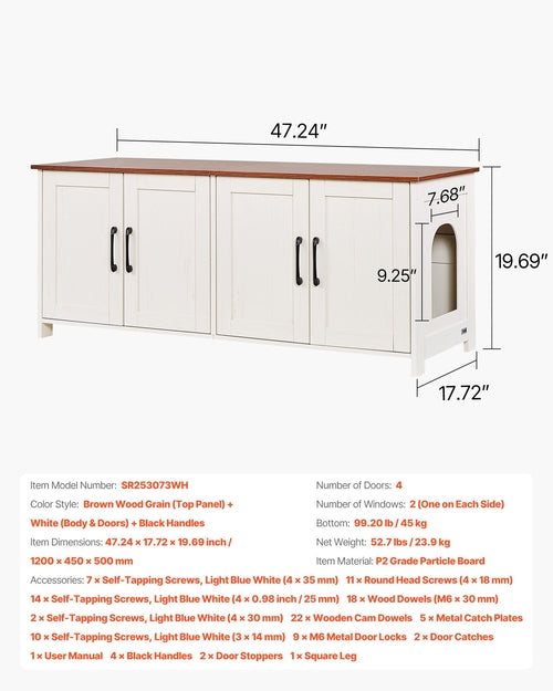 Cat Litter Box Enclosure for Multi Cats, 120 cm Hidden Litter Box