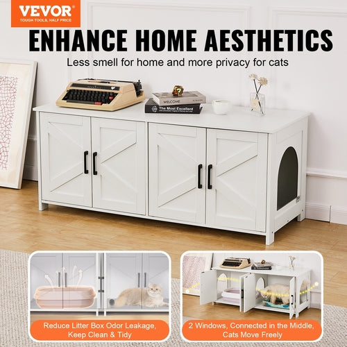 Cat Litter Box Enclosure for 2 Cats, Litter Box Furniture Hidden with