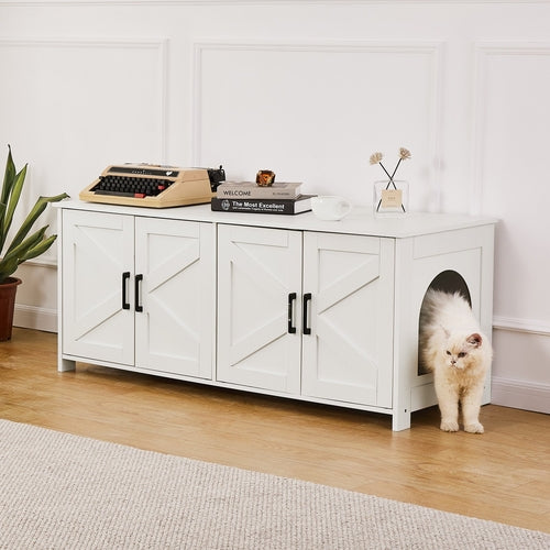 Cat Litter Box Enclosure for 2 Cats, Litter Box Furniture Hidden with