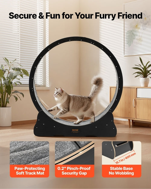 Cat Exercise Wheel, 120 cm Wooden Cat Running Wheel for Indoor Cats up