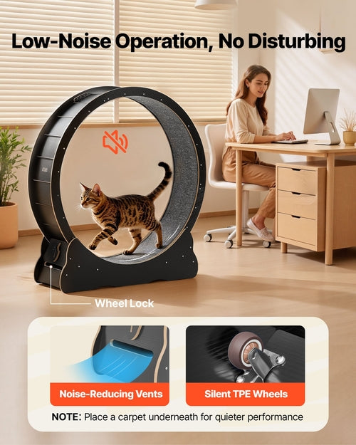Cat Exercise Wheel, 120 cm Wooden Cat Running Wheel for Indoor Cats up