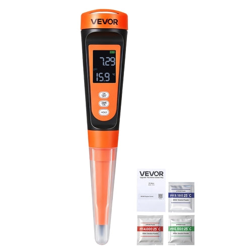 Food pH Meter, 0-14 pH Range, IP68 Waterproof Probe, Pocket Tester Kit