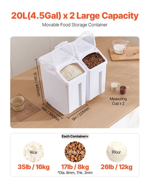 Rice Storage Container, 4.5Gallon/20L x2 Capacity Large Dog Food